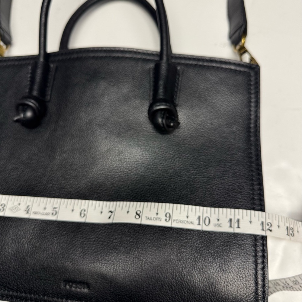 Fossil Black Leather Satchel with Gold Hardware - Picture 8 of 12